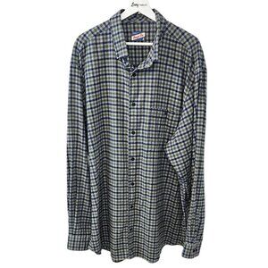 Johnnie-O Mens Hangin Out Dickens Flannel Size 2XLT Ivy Cotton Button Down